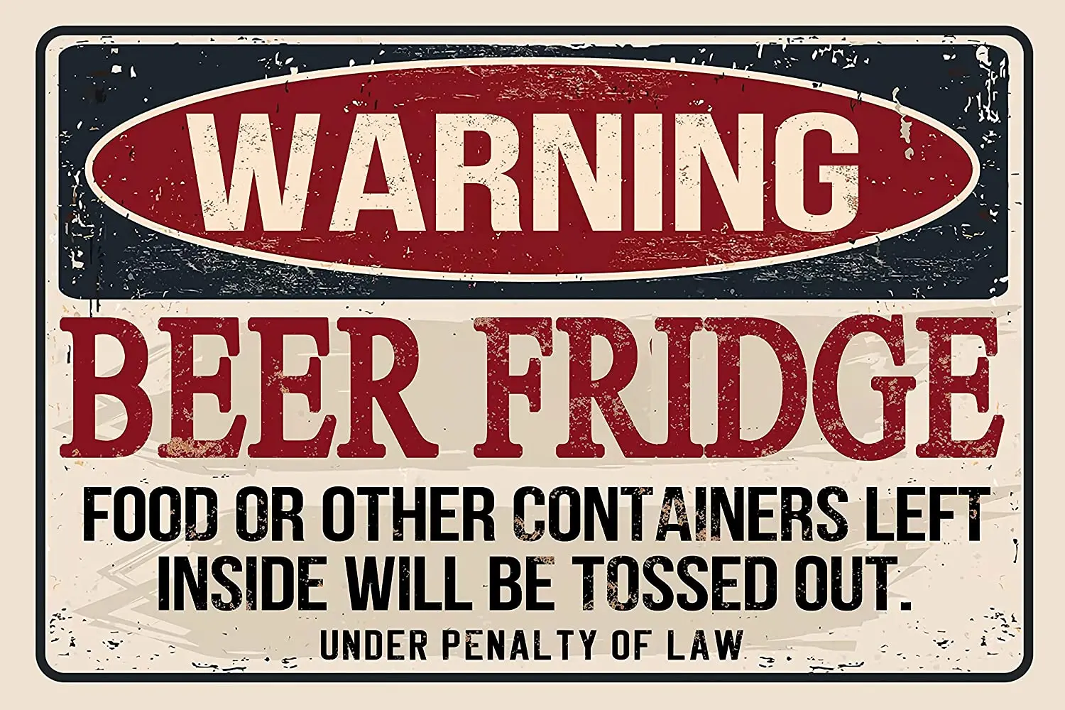

SOULEAK Vintage Metal Sign Warning Beer Fridge Wall Sign Metal Poster Tin Sign, 8X12 Retro Beer Fridge Wall Hanging Plaque Sign
