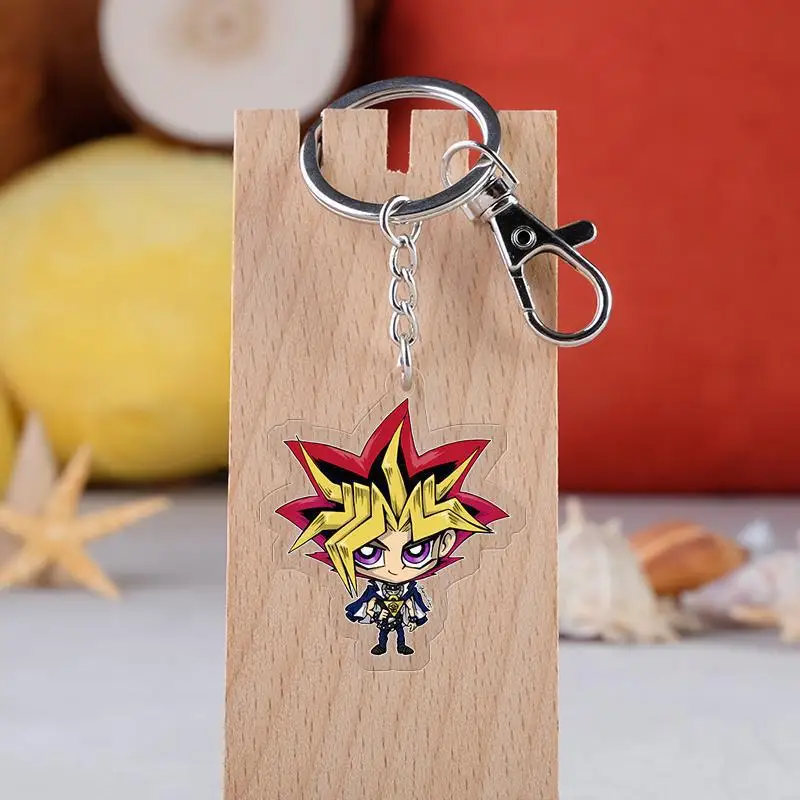 

Anime Duel Monsters Keychain Cartoon Character Transparent Acrylic Key Ring Cosplay Fans Collect Gift Bag Trinket Accessories