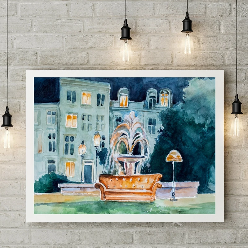 Wall Art с героями телесериала друзья Fontain акварель плакатный принт 90s входной двери