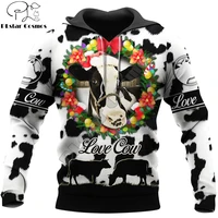 2021 autumn mens hoodie cute cow christmas 3d all over printed hoodies and sweatshirt unisex casual stree sportswear dw773