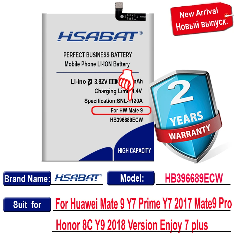 Аккумулятор HSABAT 4900 мАч для Huawei Mate 9 Mate9 HB396689ECW Pro Honor 8C Y9 версия 2018|battery for huawei|battery