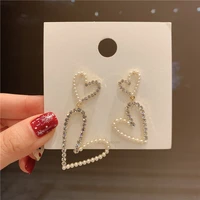 new fashion jewelry earings heart shaped pearl eardrop 925 silver needle exaggerated temperament earrings for women brincos
