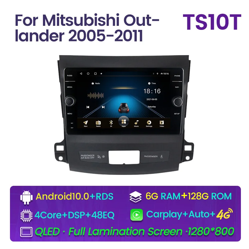 

Android 10 Car Multimidia For Mitsubishi Outlander xl 2 CW0W 2005-2011 For Peugeot 4007 For Citroen C-Crosser 2007-2013 DSP RDS