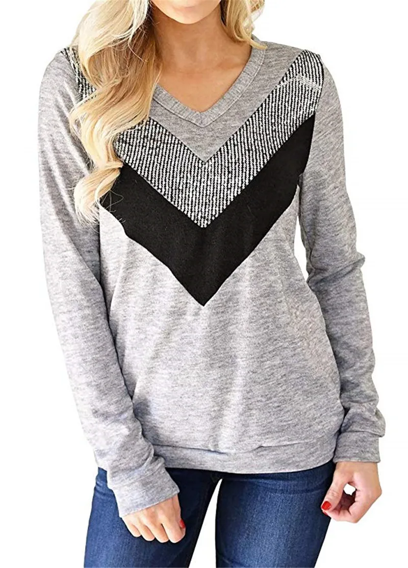 

Sequin Patchwork Vintage T-shirt Casual Color Block long sleeve T-shirts for women T shirt Tops 2020 New Fashion Female Shirts