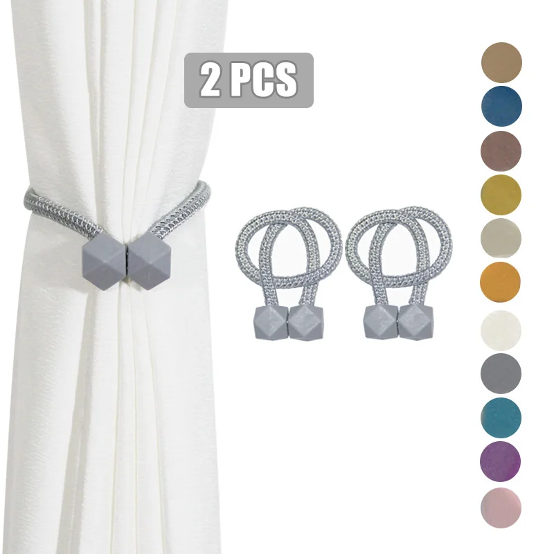 

2Pcs Magnetic Curtain Tiebacks Decorative Curtain Holdback Rope Convenient Curtains Tie Backs Strong Magnet Curtain Holder Clips