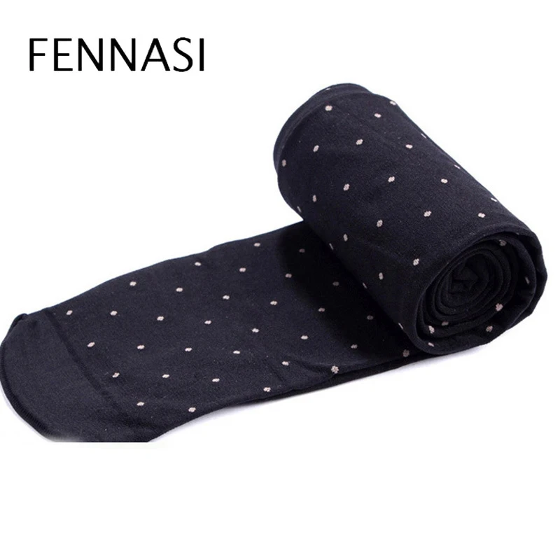 Колготки женские в горошек с высокой талией черные | Женская одежда