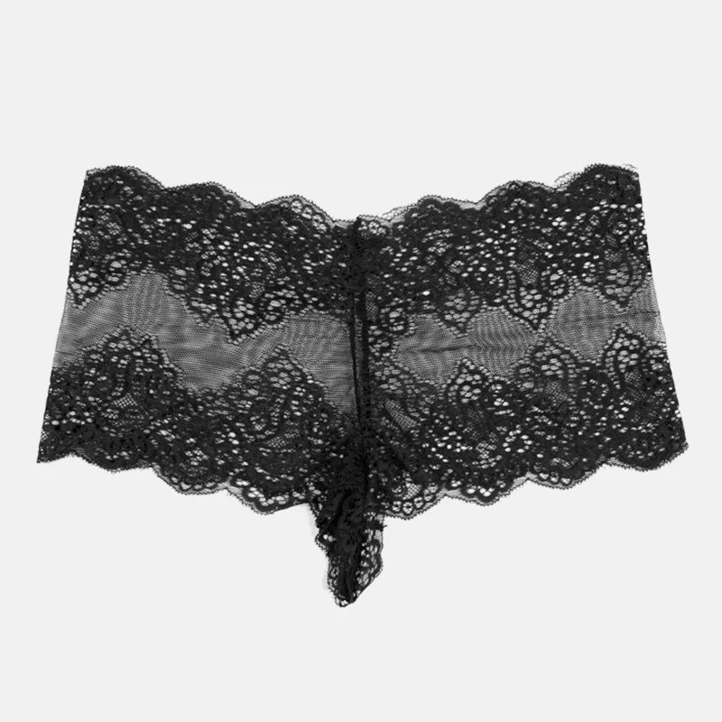 black Сексуальные женские забавные кружевные трусики с высокой талией, сексуальное кружевное белье в цветочек, трусики, дышащее нижнее белье, стринги, большие размеры 5xl - Цвет: black