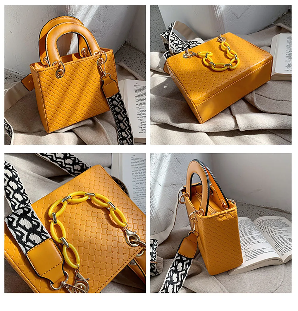 

ANOKHOGI New Arrival Women Wide Shoulder Strap Zipper PU Handbag Casual Chain Quality All-match Handbag Mb798