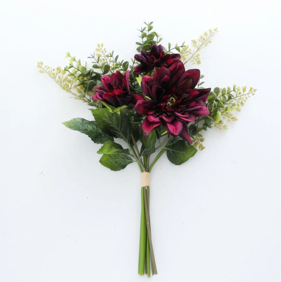 

1 PCS 3 Flower heads Artificial Silk Flowers Wedding Bouquet Party Home Decoration Gift F636