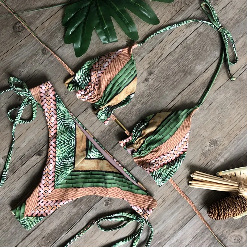 

2020 Popular Womens Beachwear Sexy Bikini Set Hot Stamp Sport Swimwear Push-Up Padded Swimsuit Bodysuit Exquisite Bather Swimwea