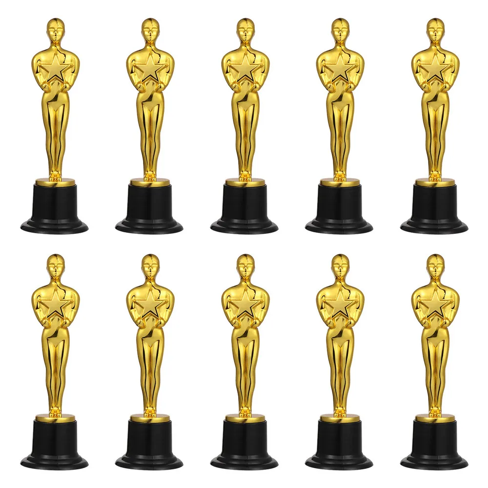 

NUOBESTY 10Pcs Golden Award Trophy Reward Prizes for Party Celebrations Ceremony Appreciation Gift Sport Awards