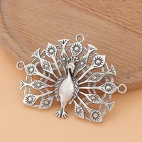 10pcslot tibetan silver large peacock charms pendants for necklace jewelry making accessories 49x66mm