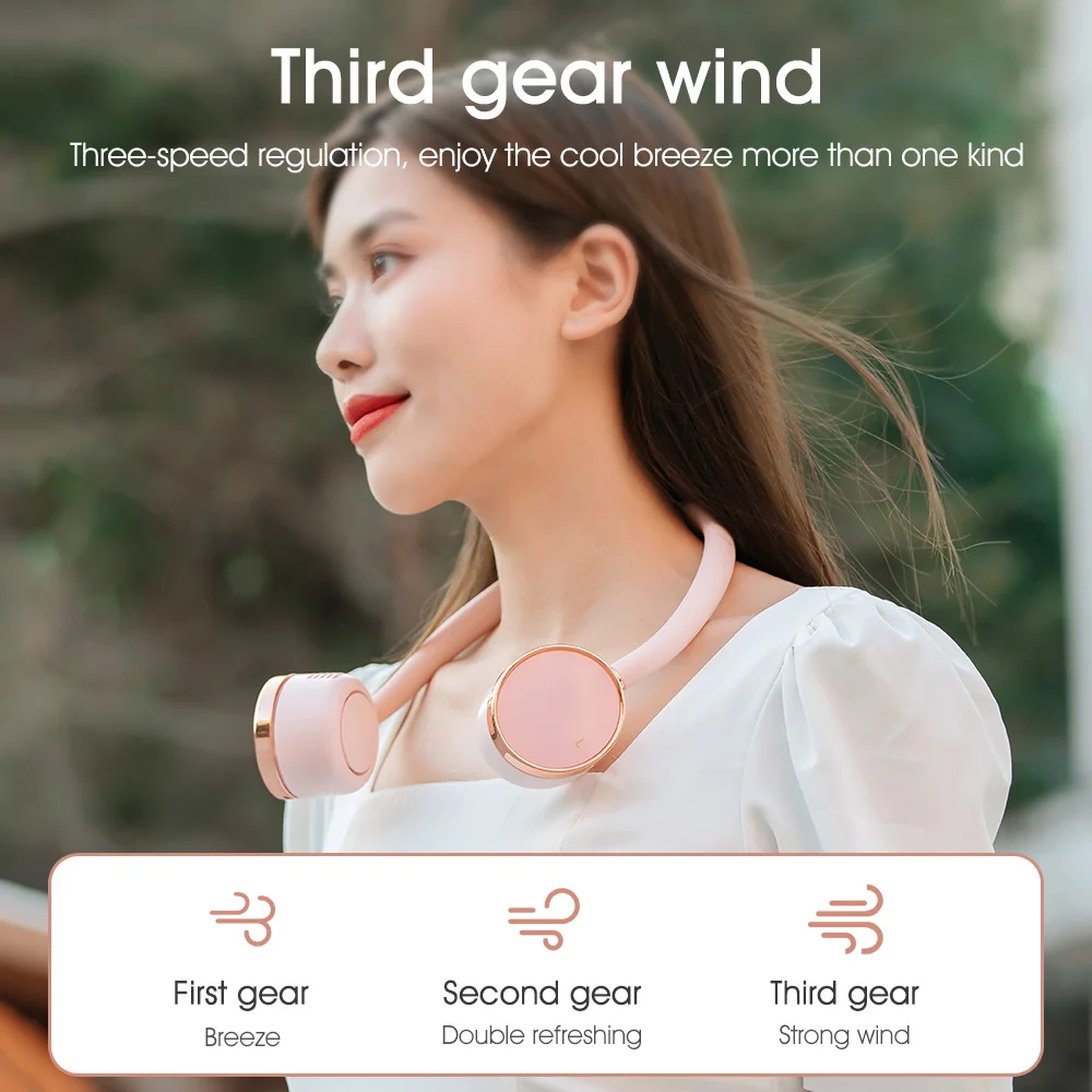

Portable Neck Fan Cooling Air Cooler Leafless Hanging Large Capacity Battery Neckband Usb Sports Portable Air Conditioner Fan