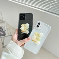 simple art oil painting cheese 3d flowers pearl transpare design phone cover for iphone 11 12 pro max 7 8p se xs xr phone cases
