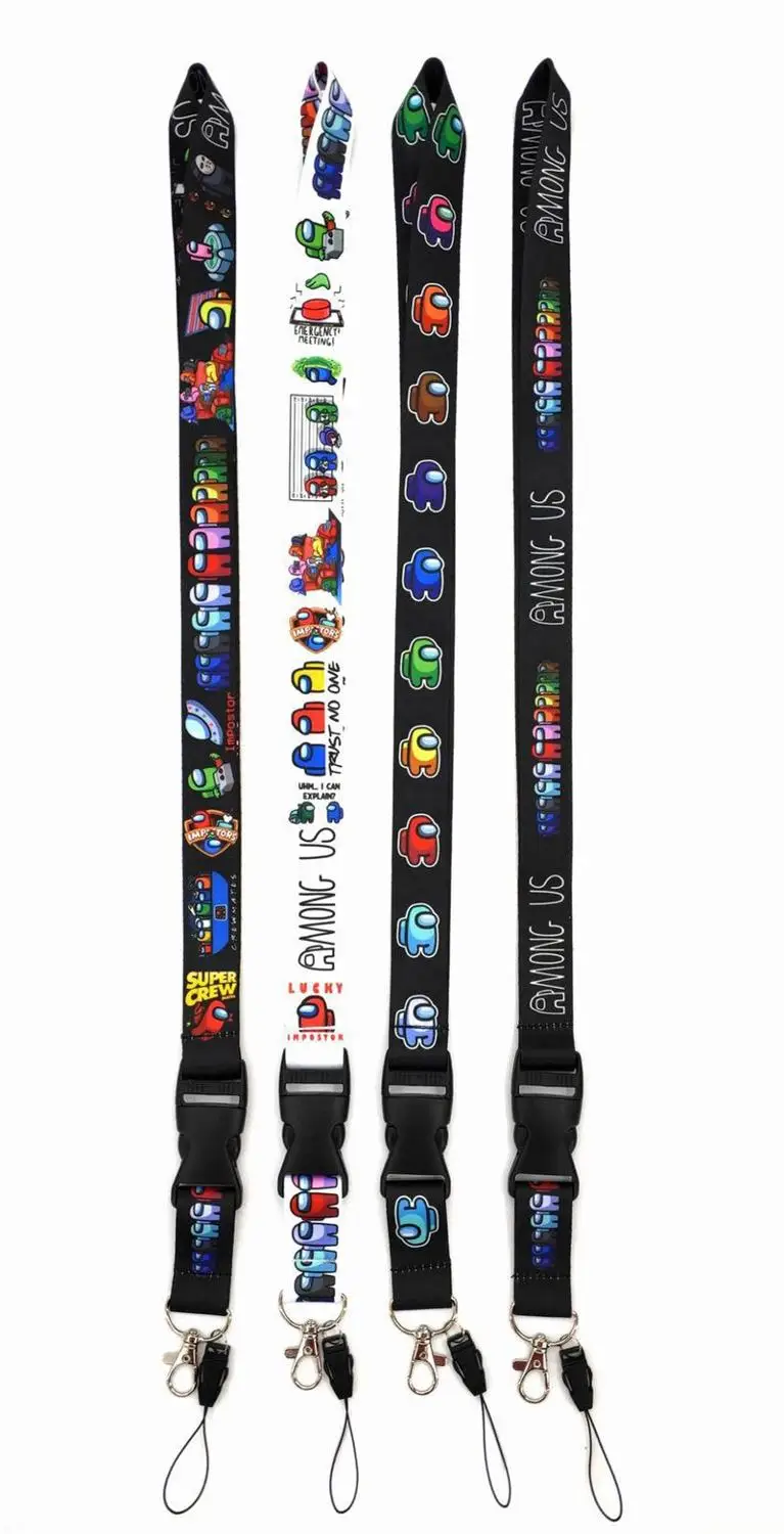 

55cm Fashion Among Us Game Phone Strap Keyring Among Us Cute Cartoon Practical Card Bag Rope Key Chain Girl Men Lucky Gifts