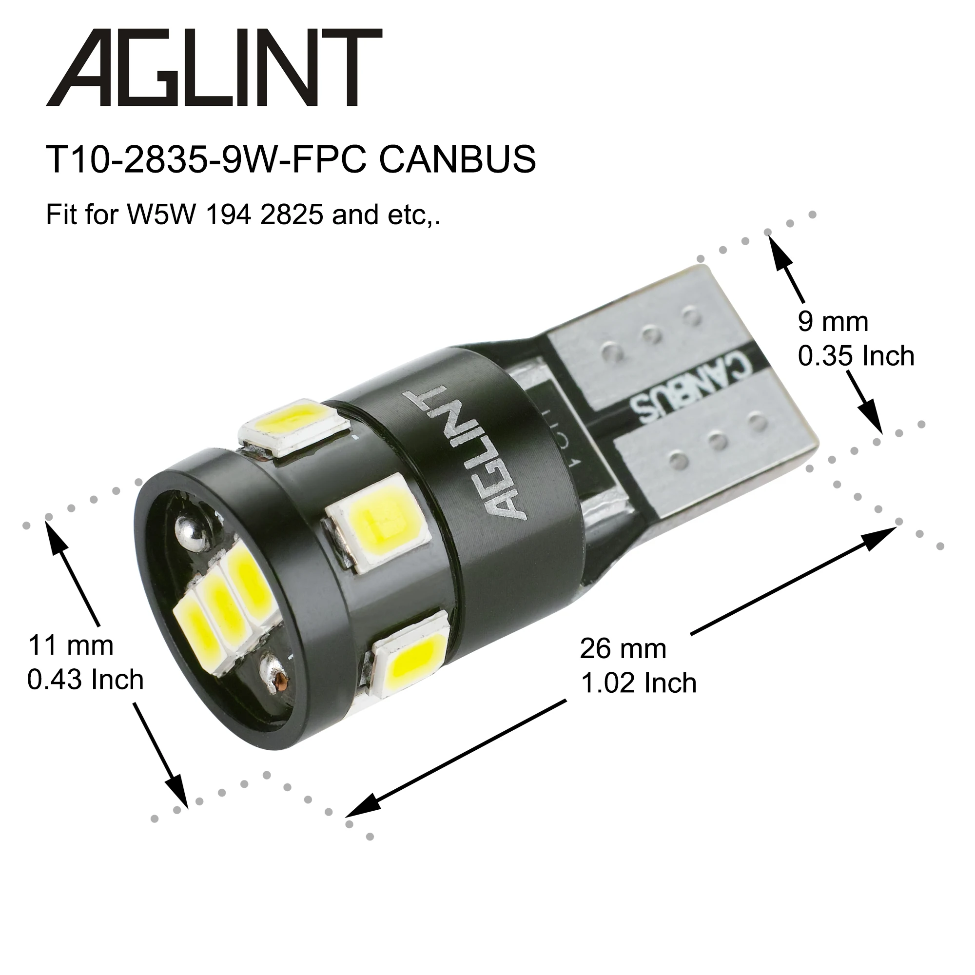 Светодиодная CAN шина AGLINT T10 W5W 10 шт. без ошибок для 194 168 2825 9 SMD 2835 автомобильного