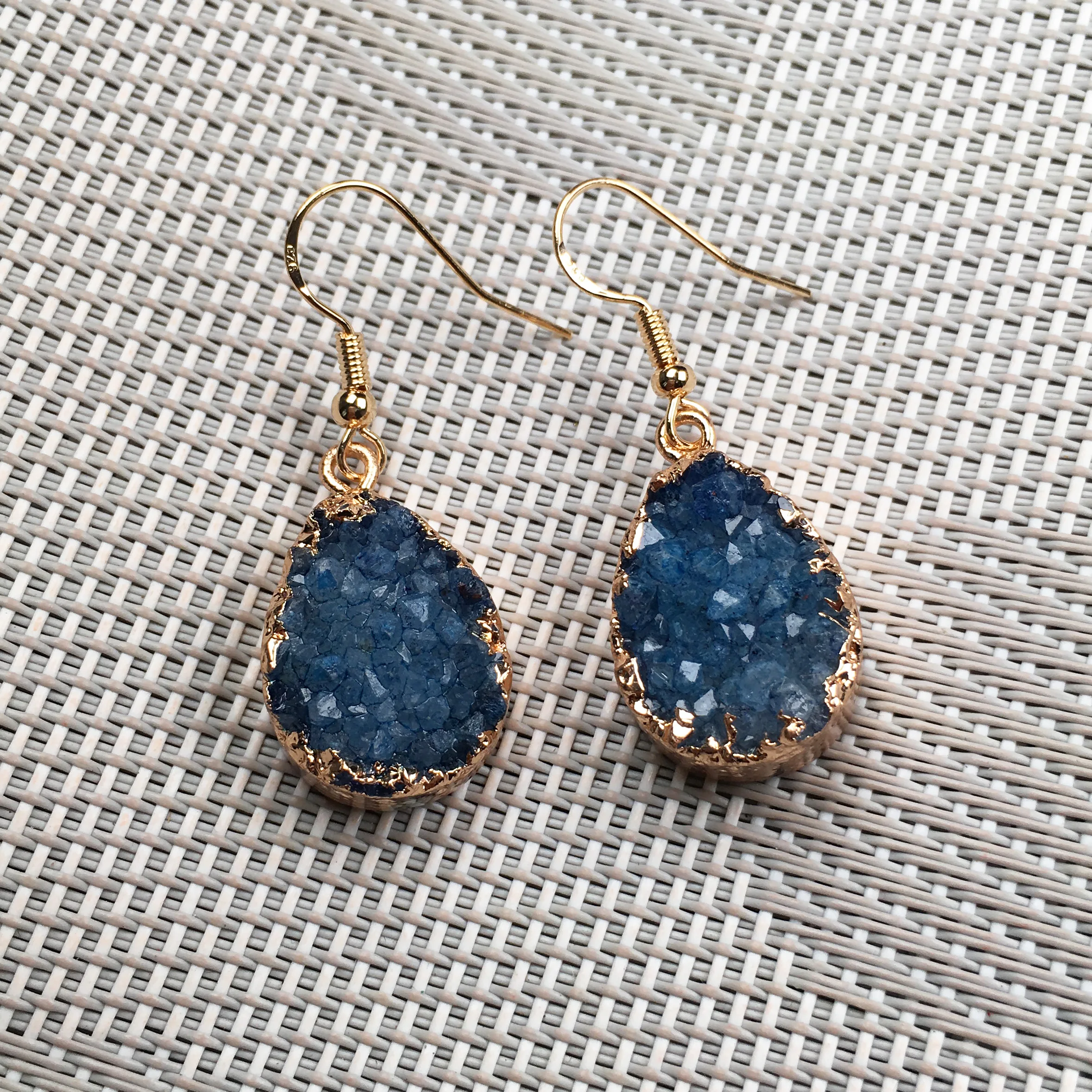 Модные серьги с натуральным камнем Druzy Agates для женщин ювелирные изделия девочек