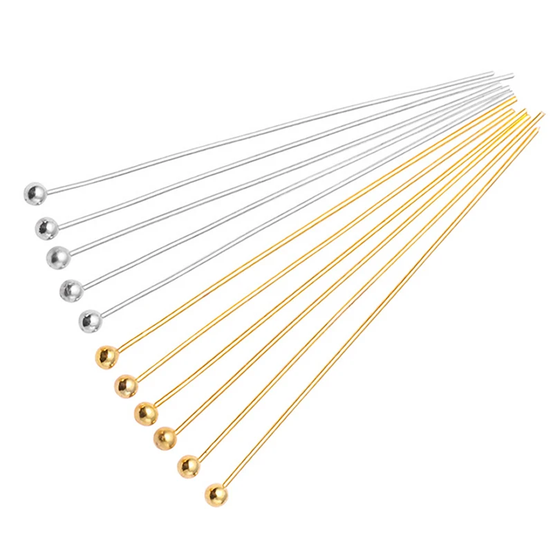 

100pcs 40mm Metal Ball Head Pins 0.5mm Dia Ball Needles Diy For Jewelry Making Head Pins Findings Earrings Supplies Wholesale