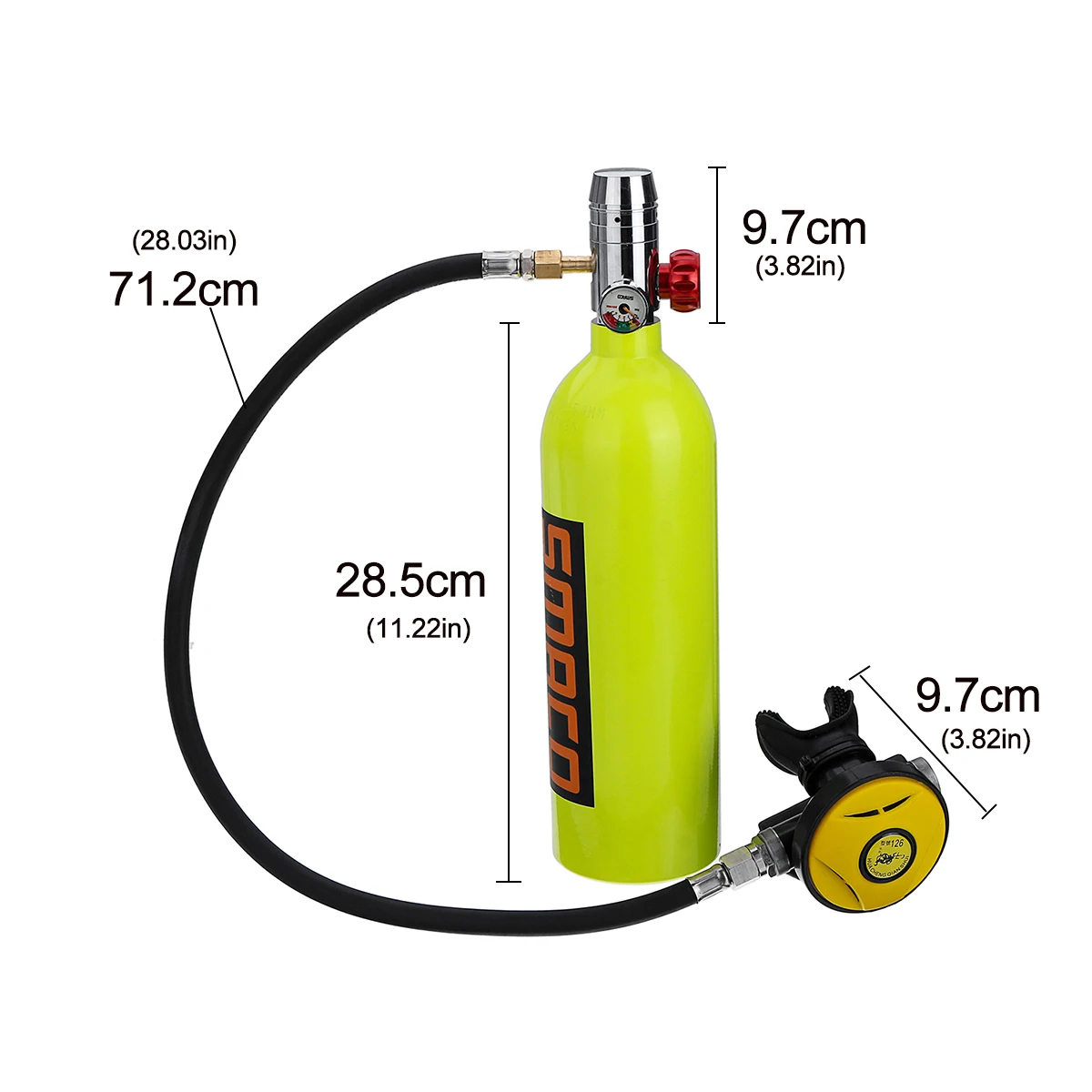

SMACO 1L Scuba Oxygen Cylinder Diving Air Tank Scuba Regulator Diving Respirator Snorkeling Breathing Equipment