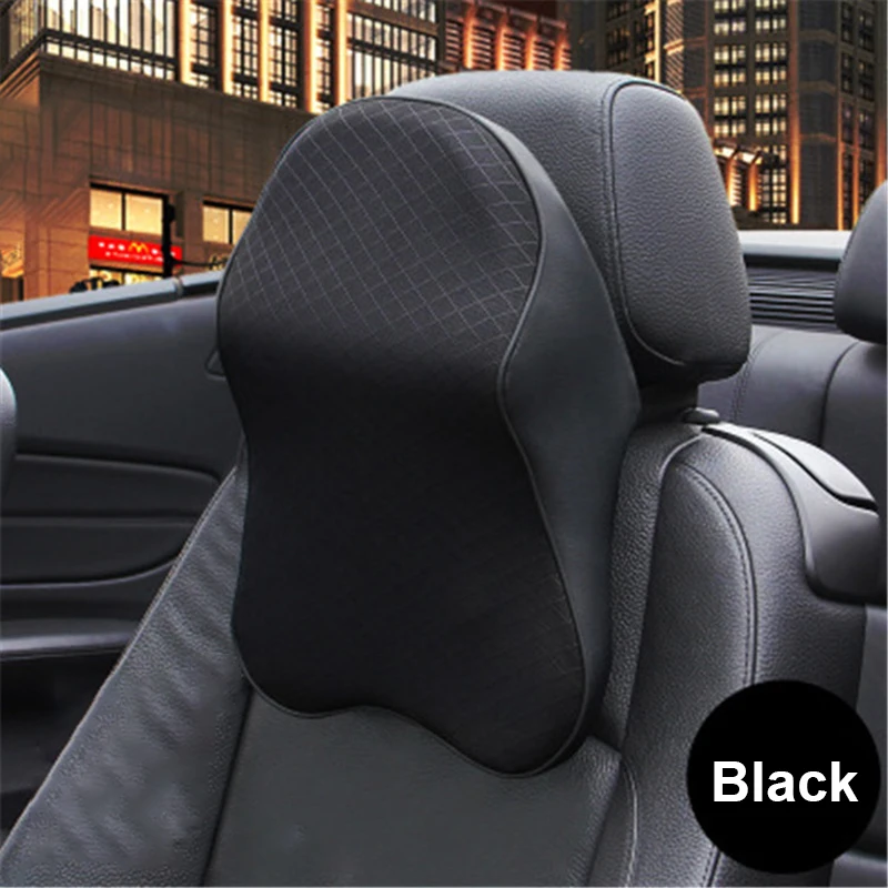 

Comfortable Cars Seat Headrest Pad Memory Cotton Foam Pillow Head Neck Mesh Fabric + Memory Foam Neck Pillow Car Neck Support