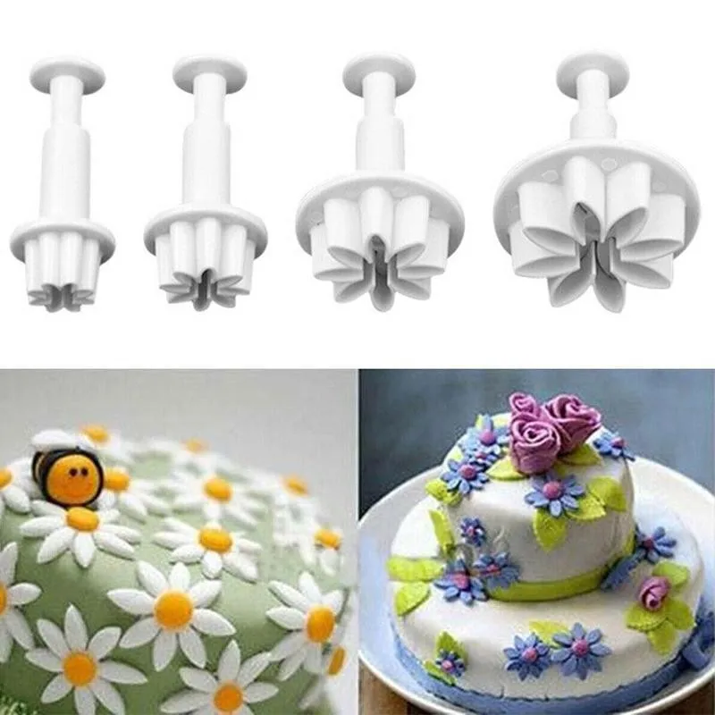 4 шт ромашка помадка для украшения торта формы печенье тиснение кухонной выпечки
