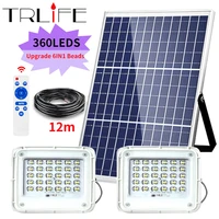 360leds powerful led solar garden lamp outdoor flood lights ip67 waterproof floodlight spotlight wall lamp with wireless remote