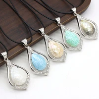 fashion necklace easy to wear high quality natural shell alloy pendant necklace for women men charms jewelry gifts 30x50 mm