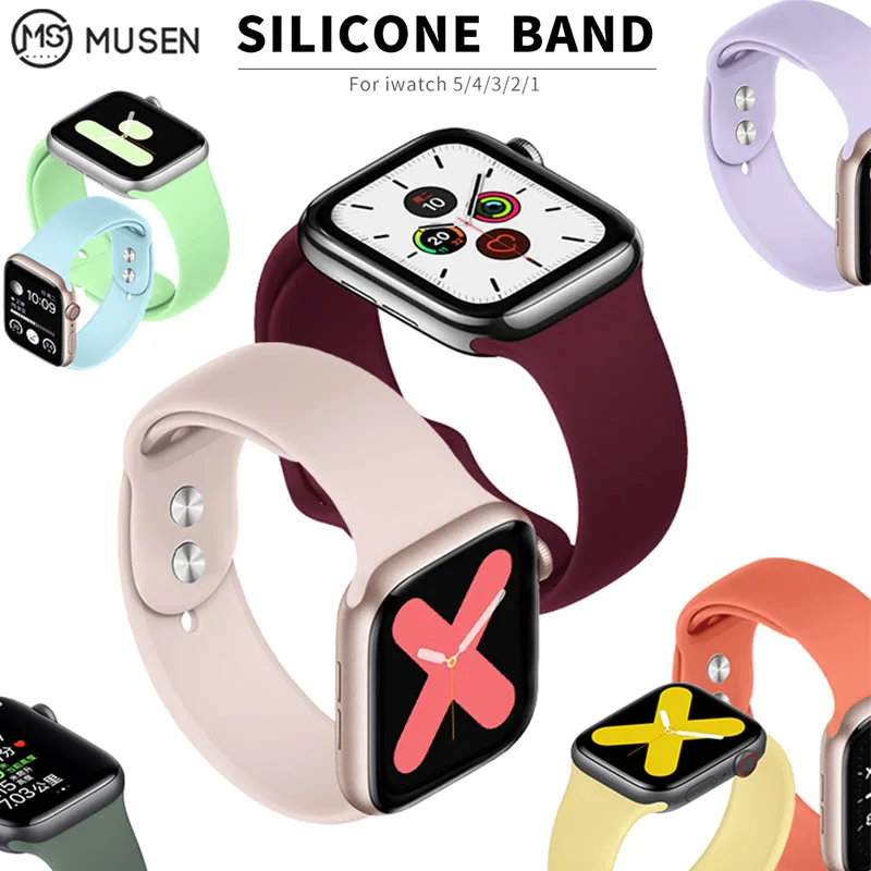 Силиконовый ремешок для Apple Watch 38 мм 42 iwatch 5 44 40 спортивный браслет резиновый 4 3 2