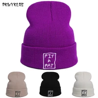 fashion knitted embroidery men and women of the same style no eaves hat autumn and winter outdoor warmth pullover hat