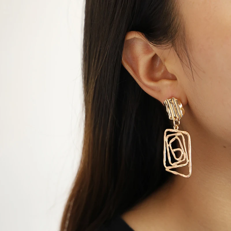 Женские Геометрические серьги Yobest золотистые квадратные с цветком роскошные