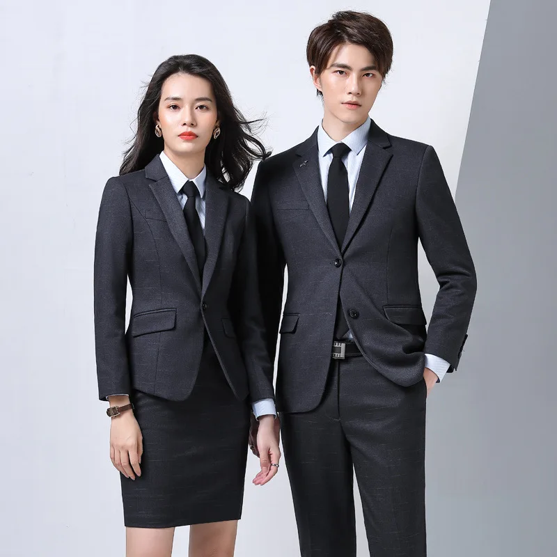 

Plaid Suit Men's Casual Suit Trend Slim Workplace Suit Fashion Men's and Women's Uniform