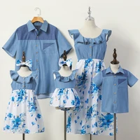 baywell family matching clothes summer family clothes flower print top mom daughter dad son baby romper mommy clothes family set