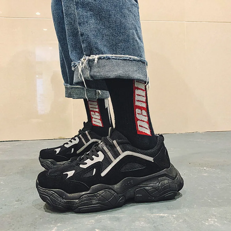 ADISPUTENT Men Chunky Sneakers Platform Thick Sole Casual Vulcanize Shoes Web Celebrity Dad Female Fashion Sneakers Designer