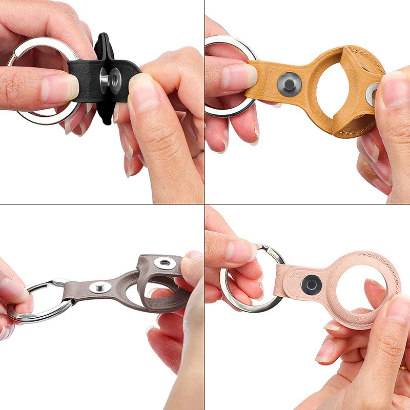 

For Apple Airtags Leather Protective Case Keychain Sleeve For Apple Locator Tracker Anti-lost Device Protective Cover for airtag