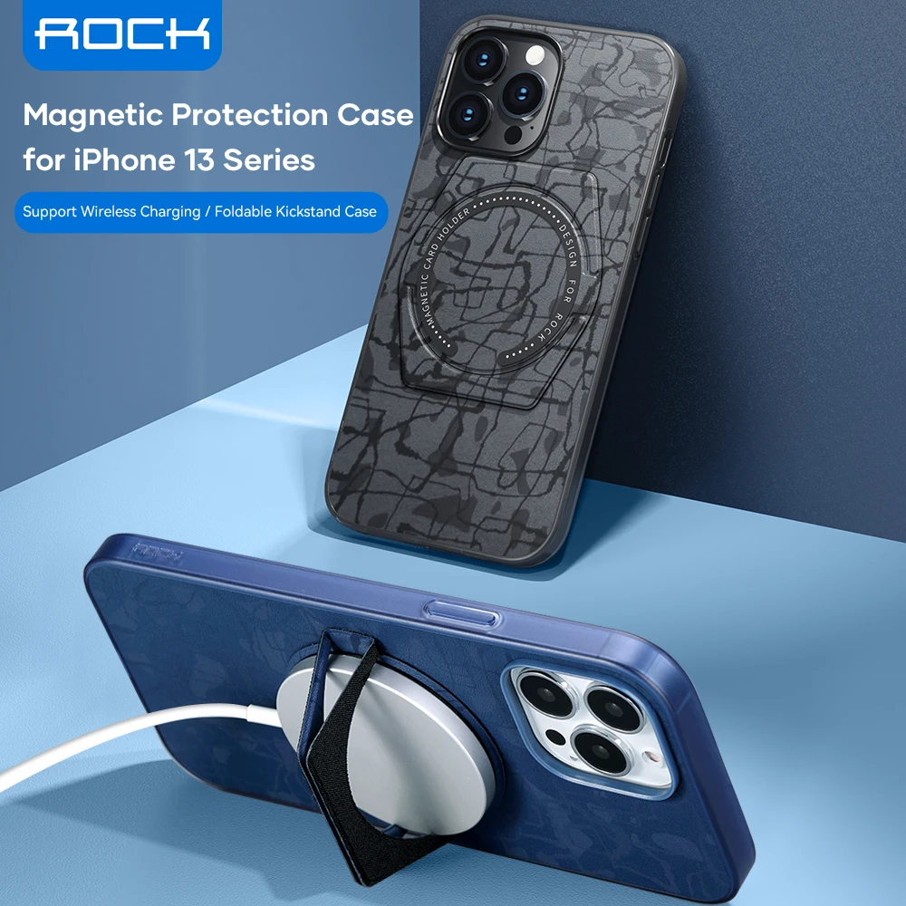 Для iPhone 13 Pro Max Магнитный чехол ROCK роскошный противоударный ТПУ складной