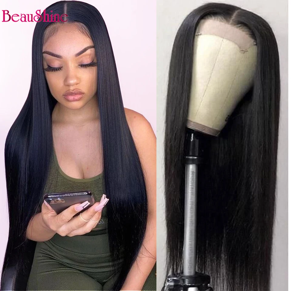 Beaushine Hair 5x5 Lace Closure Wig 30inch Brazilian Straight Human Hair Wigs 250 Density Pre Plucked 6x6 Lace Front Wig