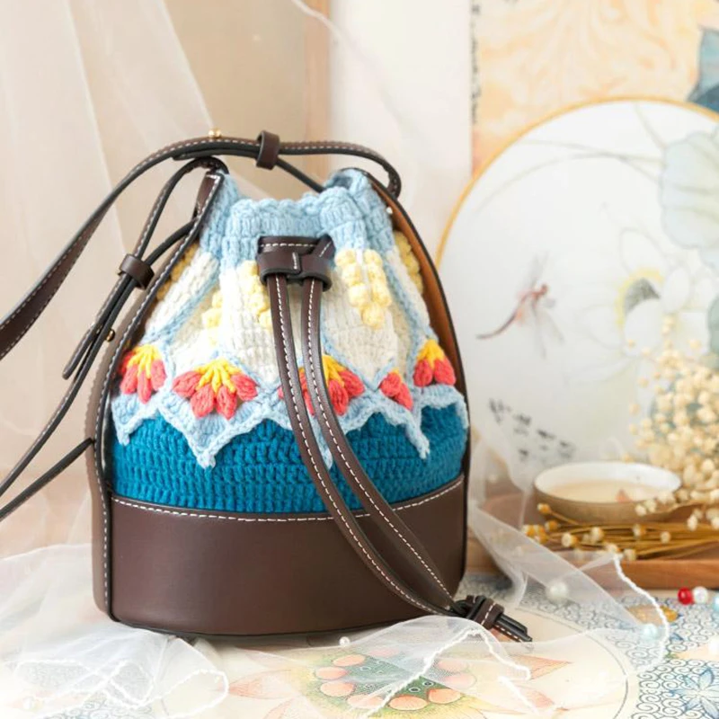 

Creative Large-Capacity Messenger Bag Handmade Diy Wool Woven Material Bag Cotton All-Match Shoulder Bag Material Package LB794