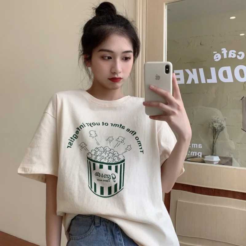 Дизайнерская нишевая Футболка с принтом женская одежда коротким рукавом летняя