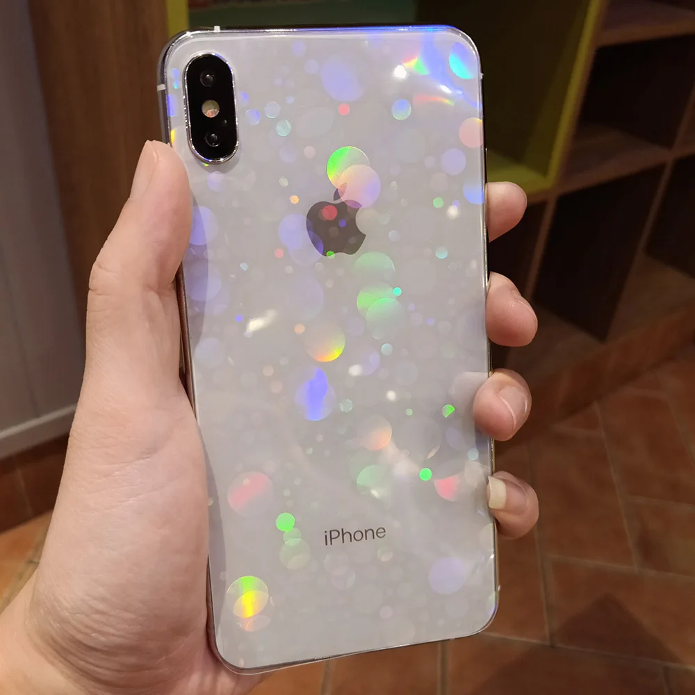 Новые лазерные в горошек прозрачные задние наклейки для телефона iPhone 11 6S 7 8 Plus XS Max XR тонкий мягкий протектор с полным покрытием
