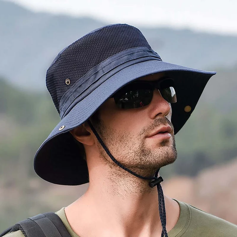 

Lightweight Bucket Hat Fisherman Cap Hiking Climbing Hunting Hat Folding Sunshade Outdoor Quick Drying Hat With Chin String