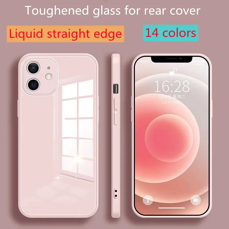 

Liquid glass mobile phone case for iphone 13 12 11 pro max xr xs max 6 7 8 plus 12 mini protective cover watercolor back cover