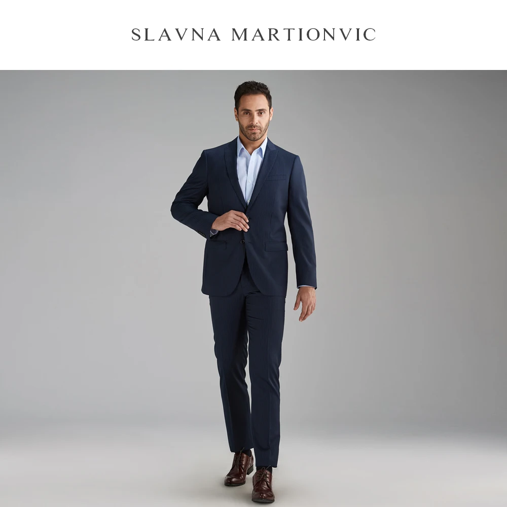 Slavna Martinovic темно-синий 100% шерсть деловой рабочий Повседневный тонкий мужской