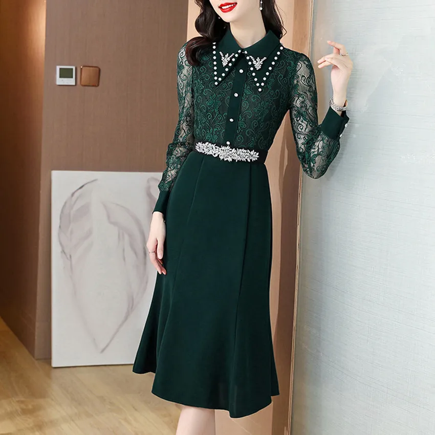 

Женское кружевное платье с юбкой годе, дизайнерское подиумное винтажное платье со стразами, вечернее платье, 2022