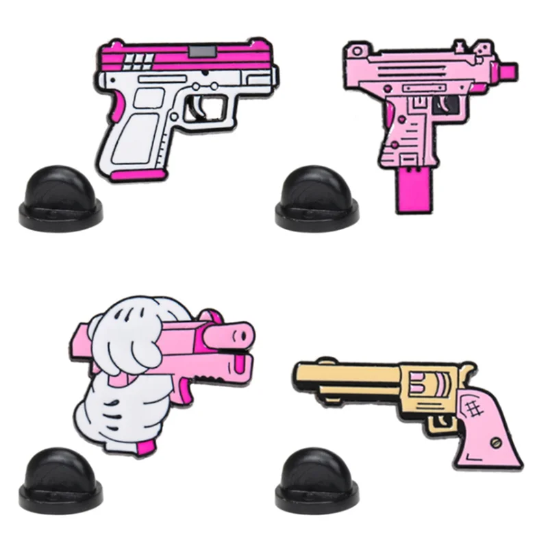 Розовый пистолет Значки Эмблемы Автомобиля Для женщин аниме-броши для Рюкзак