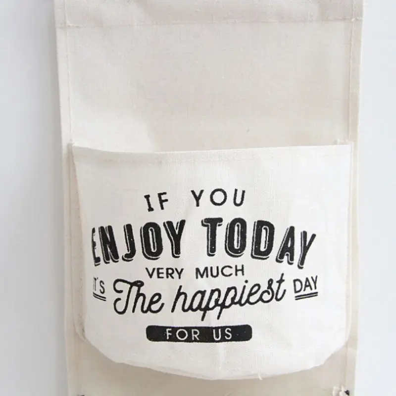

3 Pockets Hanging Storage Bag Nordic Style Wall Mounted Wardrobe Sundries Hanging Bag Container Fabric Cotton Pouch Organiser
