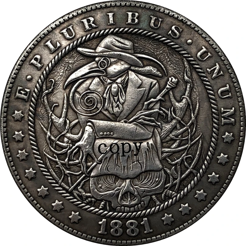 Hobo Nickel 1881 CC копия монеты доллара США Моргана 220|Безвалютные монеты| |