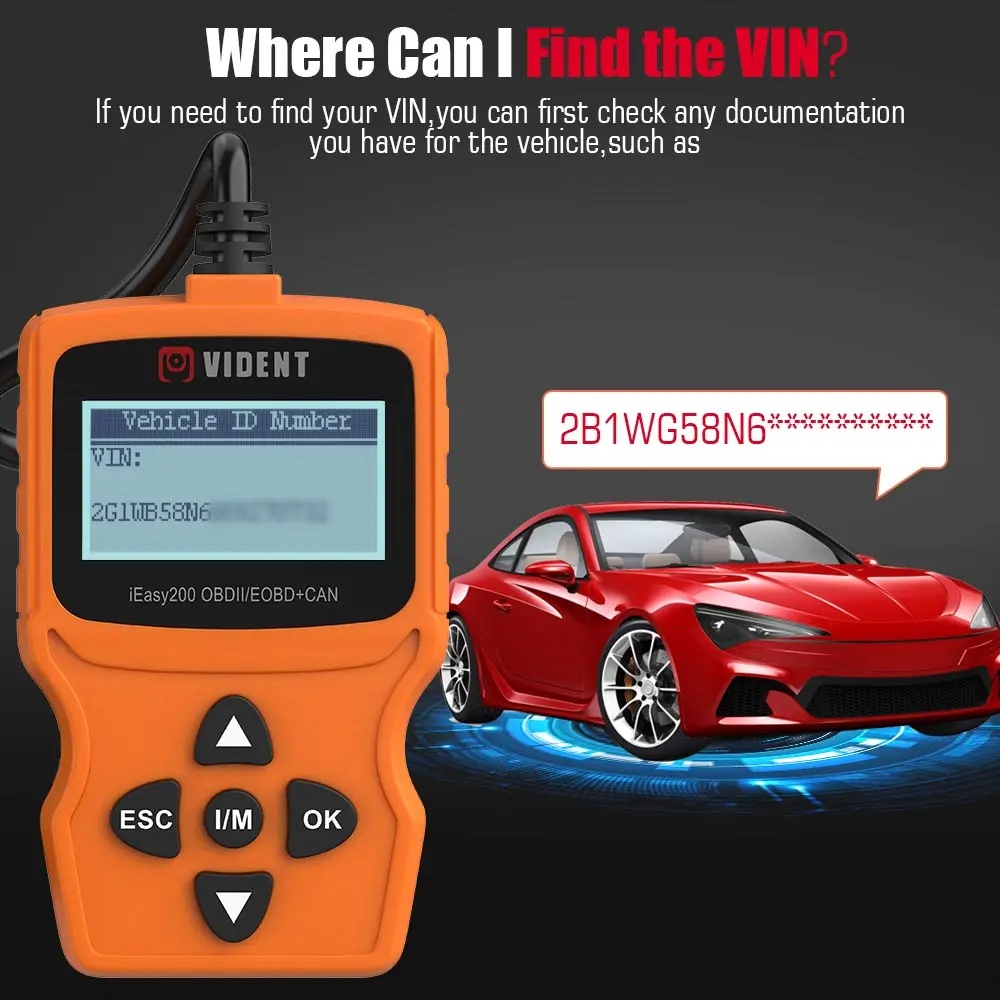 VIDENT easy200 OBDII/EOBD+ CAN код ридер для проверки транспортного средства двигатель светильник инструмент для диагностического сканирования автомобиля