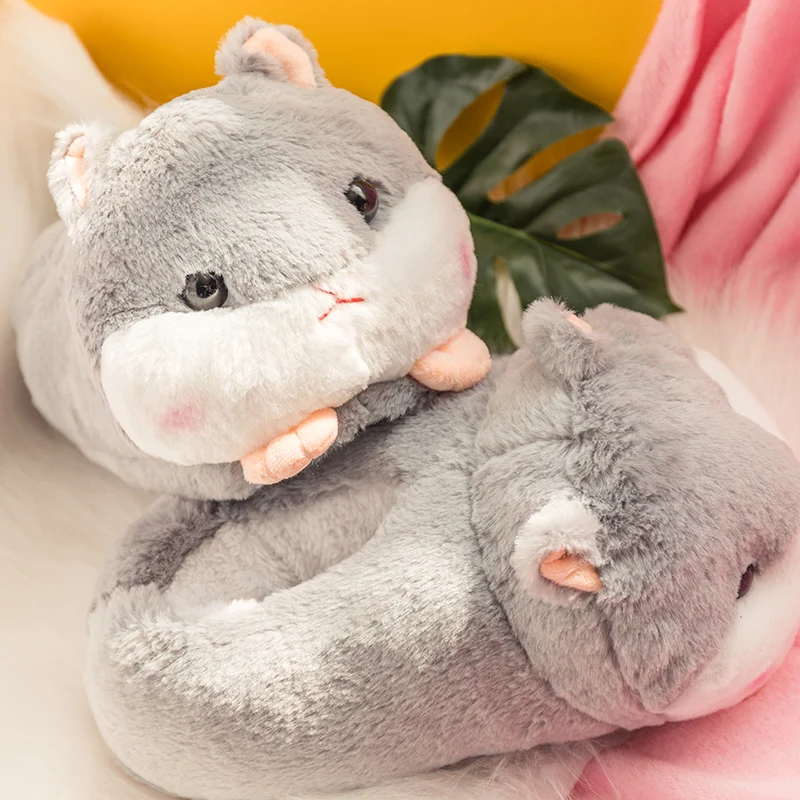Зимние тапочки kawaii Женские шлепанцы Цвет розовый коричневый Теплые домашние с