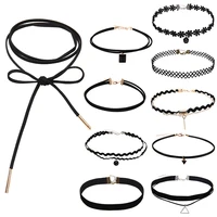 10pcs punk rock gothic leather choker multi layer collar for women fashion sexy necklace cosplay neck chains jewelry party gift