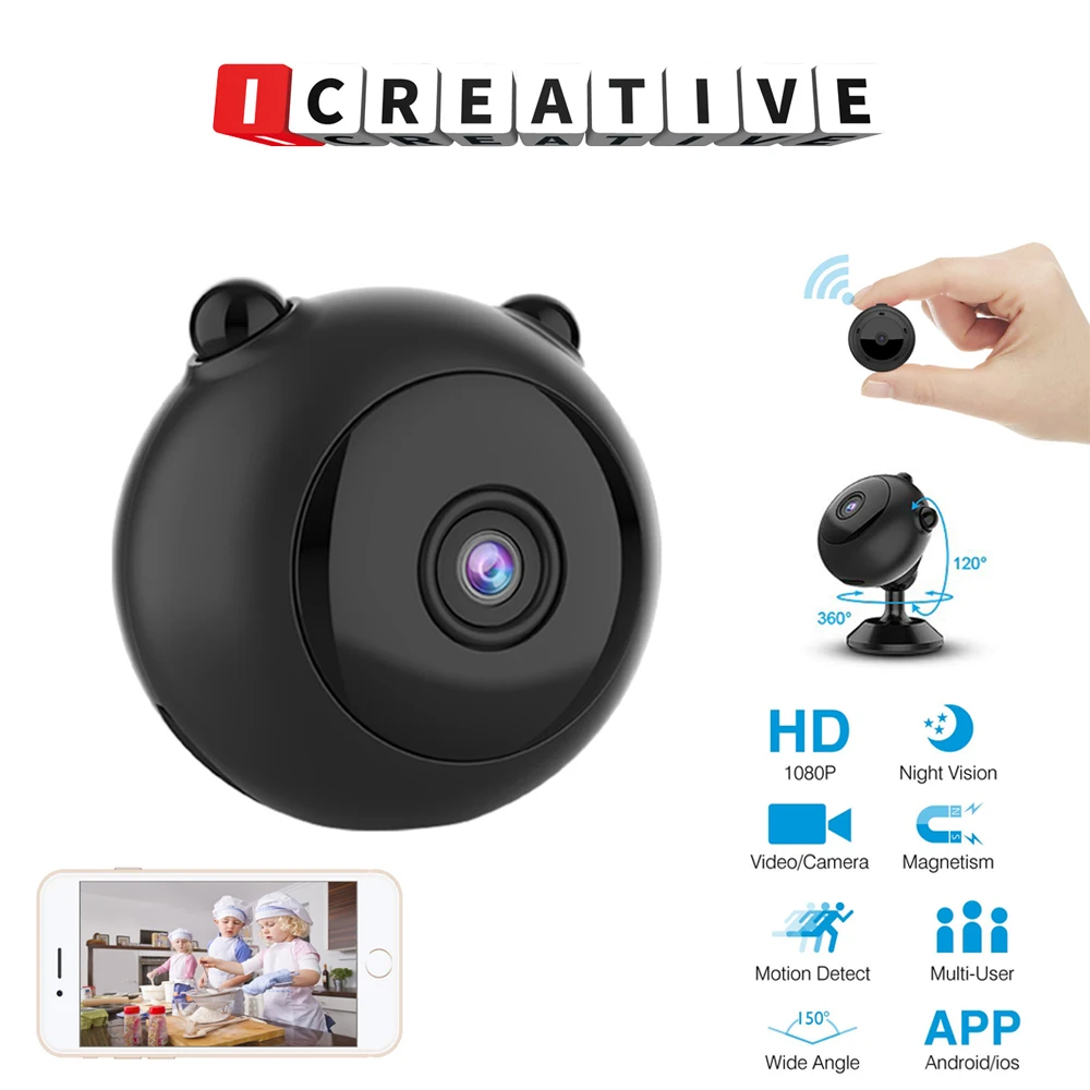

New Mini Wifi Remote IP Camera HD 1080P Wireless Indoor Camera Nightvision Two Way Audio Motion Detection Baby Pet Monitor A12